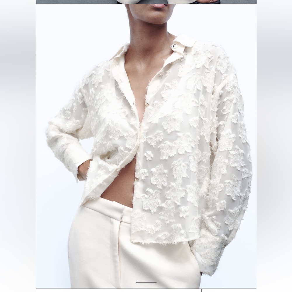 Zara contrasting semi sheer top